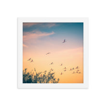 Load image into Gallery viewer, Flying Flamingo Framed 10x10" Poster