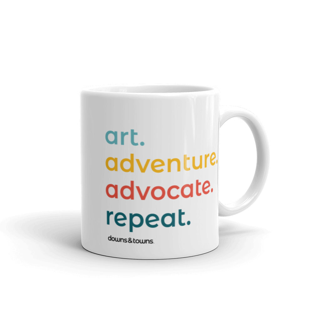 Art. Adventure. Advocate. Repeat. Mug